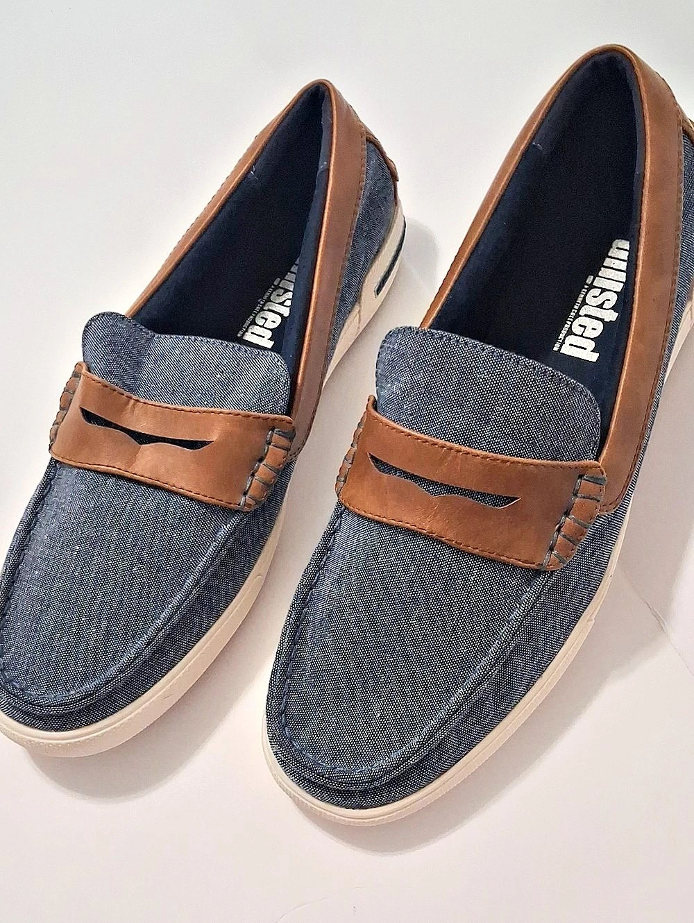 Unlisted Kenneth Cole Men's Blue & Brown Loafers Like New, Size 8.5